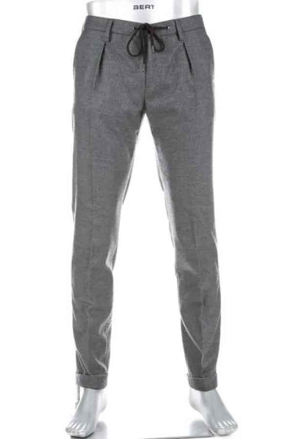 ALBERTO Bundfaltenhose, Barista, Tapered Fit, Flanell, grau meliert^ Smart Cotton|Hosen