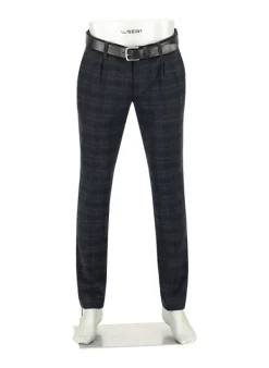 ALBERTO Bundfaltenhose Lou, Regular Fit, Flanell, nachtblau-anthrazit kariert^ Hosen
