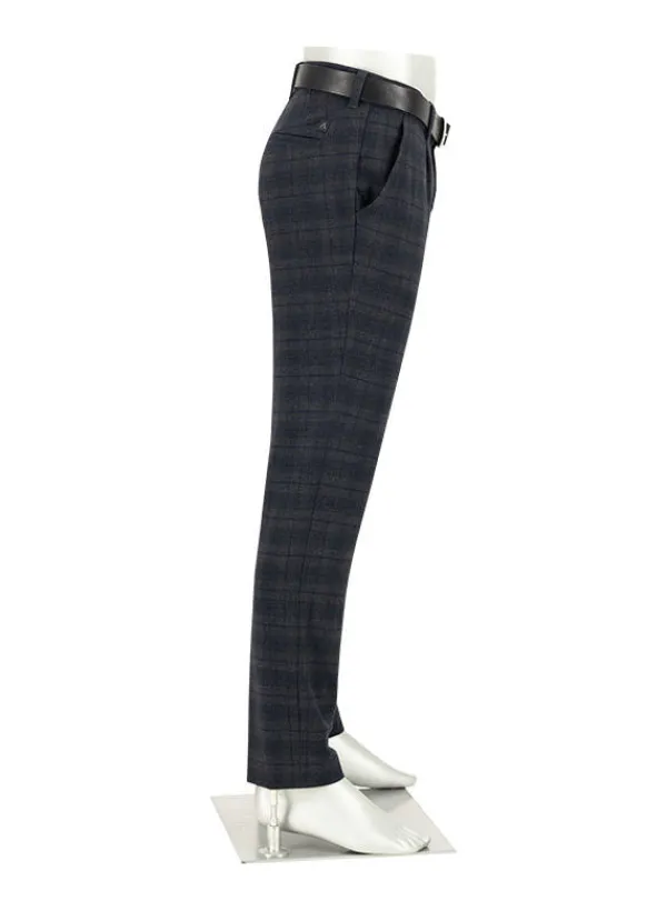 ALBERTO Bundfaltenhose Lou, Regular Fit, Flanell, nachtblau-anthrazit kariert^ Hosen