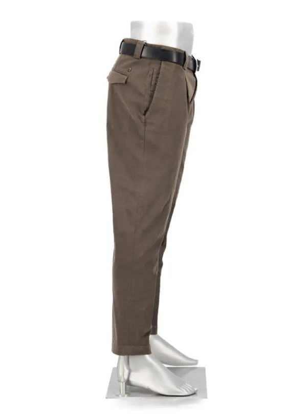 ALBERTO Bundfaltenhose Mike, Pima Baumwolle cropped, dunkelbraun^ Hosen