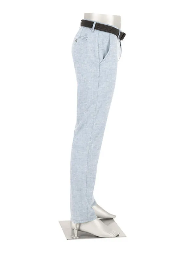 ALBERTO Chino Lou, Regular Fit, Baumwolle-Leinen, blau meliert^ Chino|Hosen