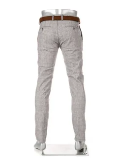 ALBERTO Chino Rob, Slim Fit, Baumwoll-Leinen, dunkelbeige kariert^ Hosen|Chino