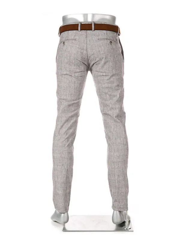 ALBERTO Chino Rob, Slim Fit, Baumwoll-Leinen, dunkelbeige kariert^ Hosen|Chino