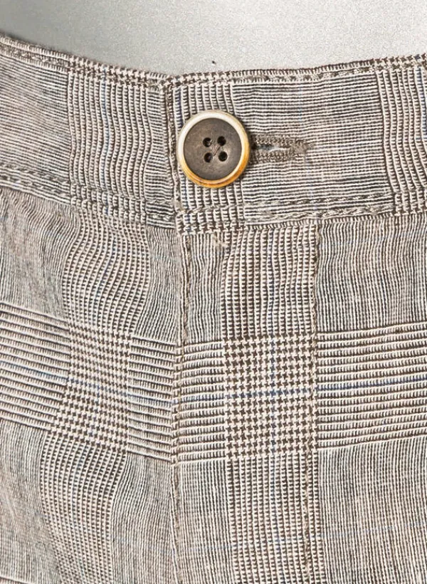 ALBERTO Chino Rob, Slim Fit, Baumwoll-Leinen, dunkelbeige kariert^ Hosen|Chino