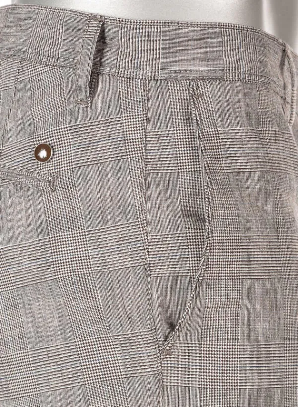 ALBERTO Chino Rob, Slim Fit, Baumwoll-Leinen, dunkelbeige kariert^ Hosen|Chino