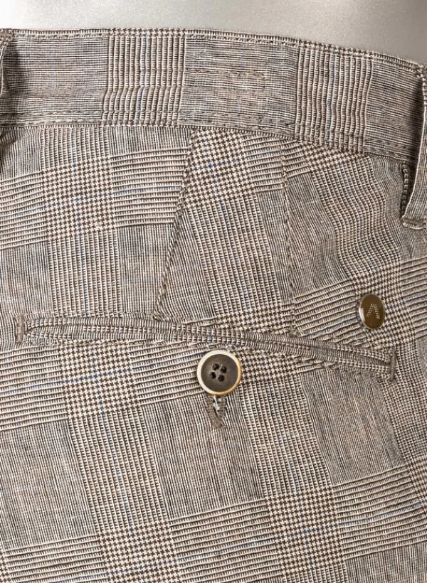 ALBERTO Chino Rob, Slim Fit, Baumwoll-Leinen, dunkelbeige kariert^ Hosen|Chino
