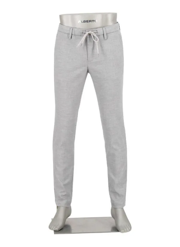 ALBERTO Flanell Herringbone, Jump, Slim Fit, Mikrofaser-Stretch, hellgrau^ Hosen