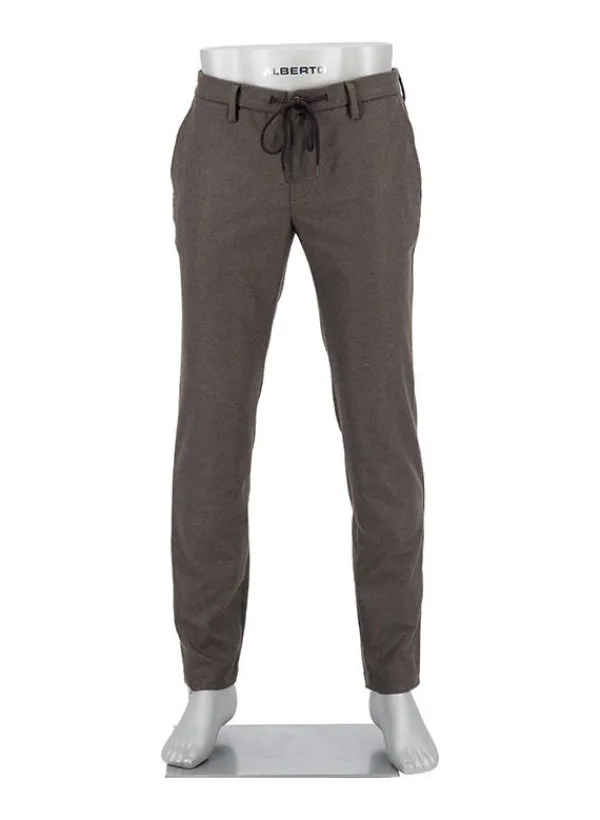 ALBERTO Flanell Look, Jump, Slim Fit, Mikrofaser, dunkelbraun meliert^ Hosen