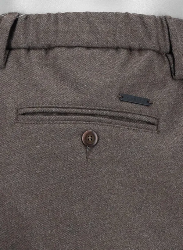 ALBERTO Flanell Look, Jump, Slim Fit, Mikrofaser, dunkelbraun meliert^ Hosen