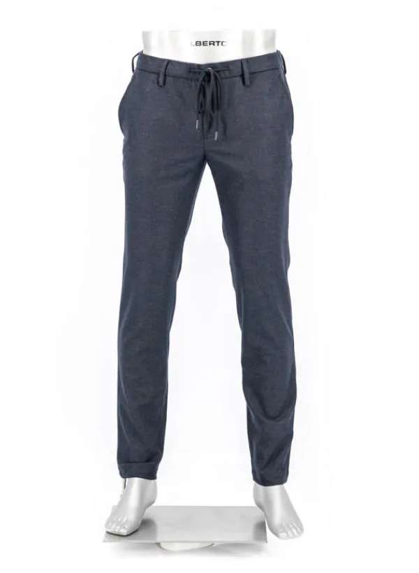 ALBERTO Flanell Look, Jump, Slim Fit, Mikrofaser, dunkelblau meliert^ Hosen
