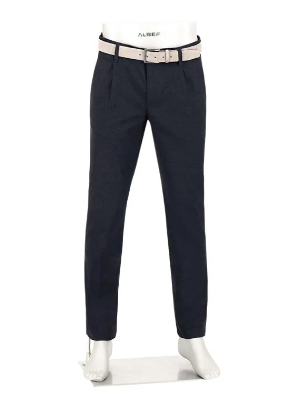 ALBERTO Flanell, Lou J-PL, Regular Fit, Baumwolle, navy meliert^ Hosen