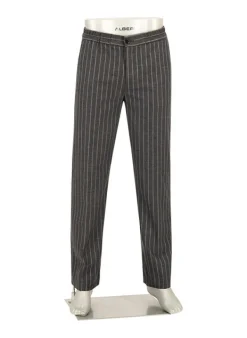 ALBERTO Flanell Stipe, Luis-GU-GT, Wide Fit, Mikofaser-Stretch, dunkelgrau gestreift^ Hosen|Cosy