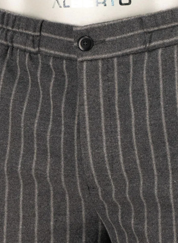 ALBERTO Flanell Stipe, Luis-GU-GT, Wide Fit, Mikofaser-Stretch, dunkelgrau gestreift^ Hosen|Cosy