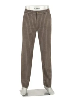 ALBERTO Flanell Stipe, Luis-GU-GT, Wide Fit, Mikofaser-Stretch, braun gestreift^ Hosen|Cosy