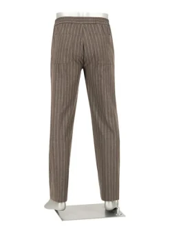 ALBERTO Flanell Stipe, Luis-GU-GT, Wide Fit, Mikofaser-Stretch, braun gestreift^ Hosen|Cosy