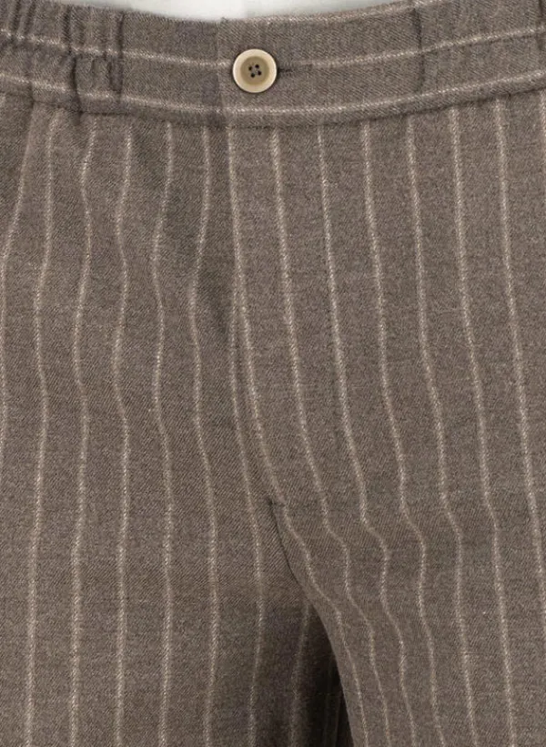 ALBERTO Flanell Stipe, Luis-GU-GT, Wide Fit, Mikofaser-Stretch, braun gestreift^ Hosen|Cosy