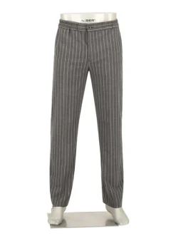 ALBERTO Flanell Stipe, Luis-GU-GT, Wide Fit, Mikofaser-Stretch, grau gestreift^ Hosen|Cosy