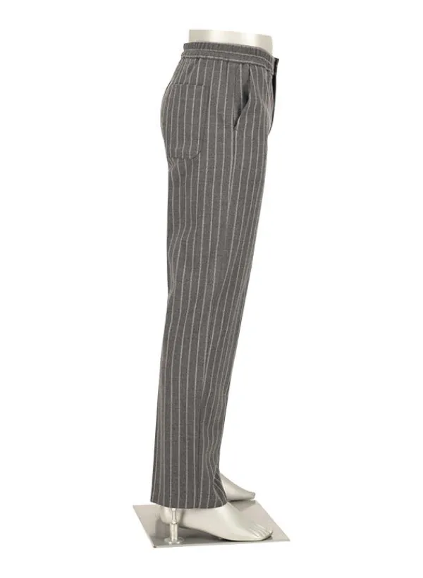 ALBERTO Flanell Stipe, Luis-GU-GT, Wide Fit, Mikofaser-Stretch, grau gestreift^ Hosen|Cosy
