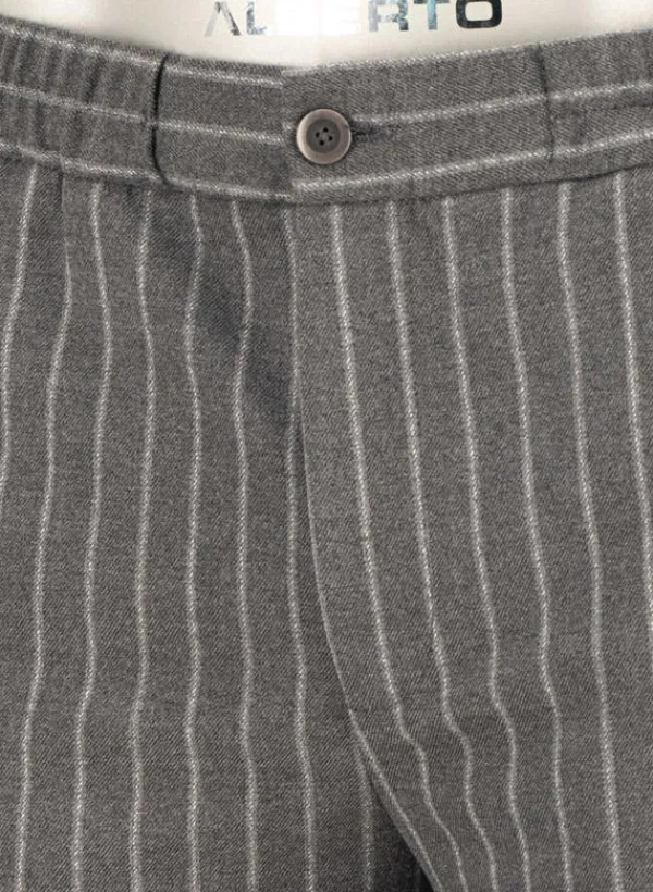 ALBERTO Flanell Stipe, Luis-GU-GT, Wide Fit, Mikofaser-Stretch, grau gestreift^ Hosen|Cosy