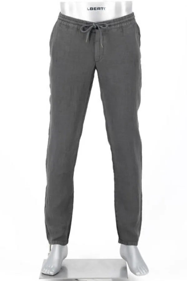 ALBERTO Hose House, Reines Leinen, dunkelgrau^ Smart Cotton|Hosen
