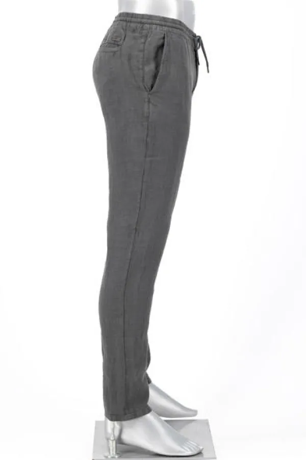 ALBERTO Hose House, Reines Leinen, dunkelgrau^ Smart Cotton|Hosen