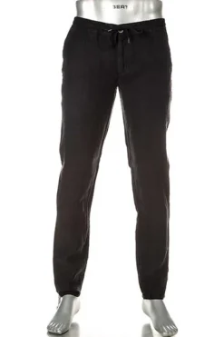 ALBERTO Hose House, Reines Leinen, schwarz^ Smart Cotton|Hosen