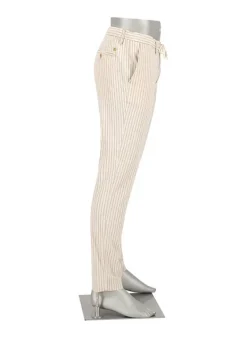 ALBERTO Hose Jump, Baumwolle-Leinen, beige-greige gestreift^ Hosen