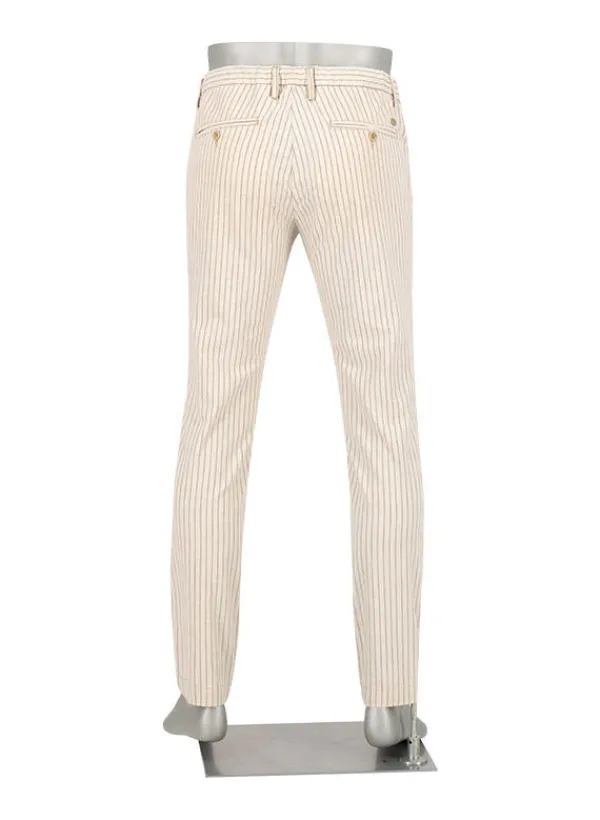 ALBERTO Hose Jump, Baumwolle-Leinen, beige-greige gestreift^ Hosen