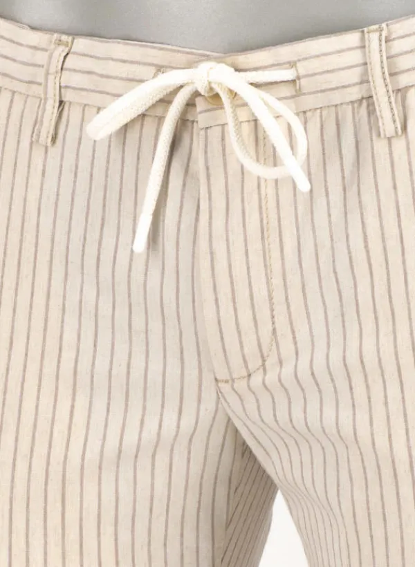 ALBERTO Hose Jump, Baumwolle-Leinen, beige-greige gestreift^ Hosen