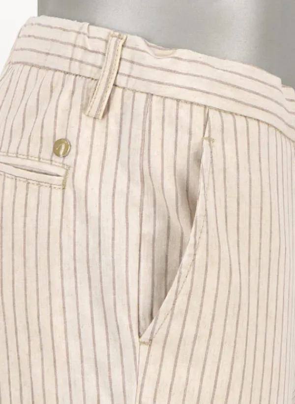 ALBERTO Hose Jump, Baumwolle-Leinen, beige-greige gestreift^ Hosen