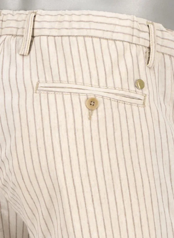 ALBERTO Hose Jump, Baumwolle-Leinen, beige-greige gestreift^ Hosen