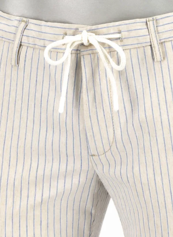 ALBERTO Hose Jump, Baumwolle-Leinen, ecru-blau gestreift^ Hosen