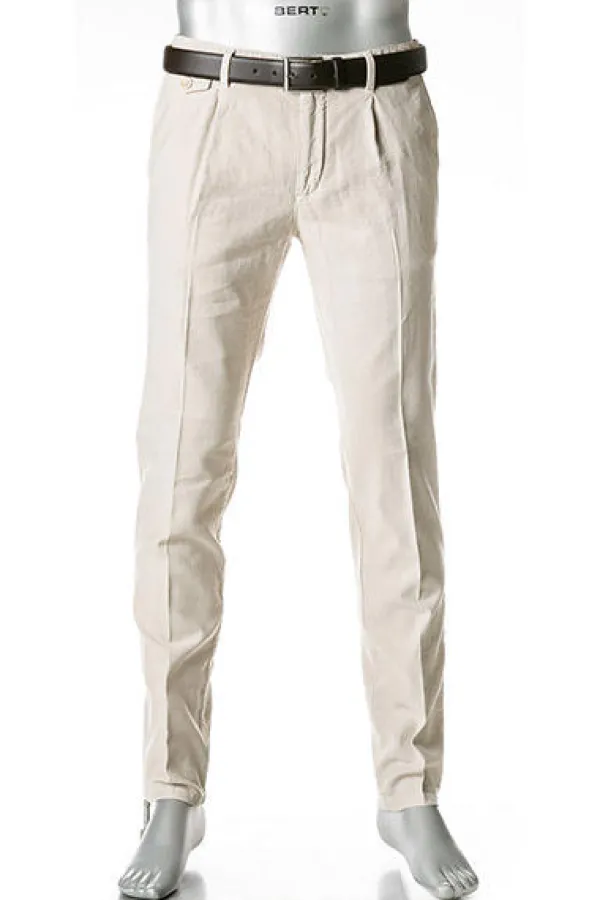 ALBERTO Hose Ken, Tapered Fit, Leinen, beige^ Hosen