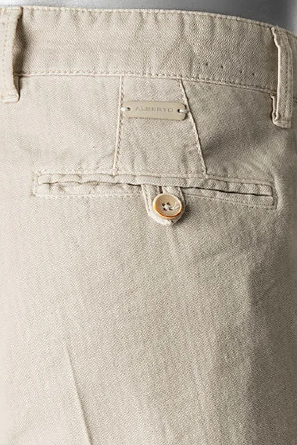 ALBERTO Hose Ken, Tapered Fit, Leinen, beige^ Hosen