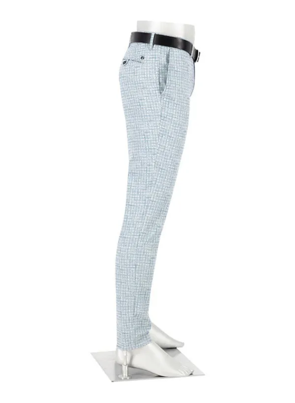 ALBERTO Hose Rob, Slim Fit, Jersey, hellgrau kariert^ Hosen