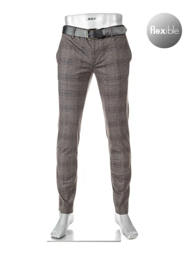 ALBERTO Hose Rob, Slim Fit, Jersey, braun-dunkelgrau kariert^ Dressy|Hosen
