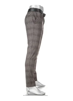ALBERTO Hose Rob, Slim Fit, Jersey, braun-dunkelgrau kariert^ Dressy|Hosen