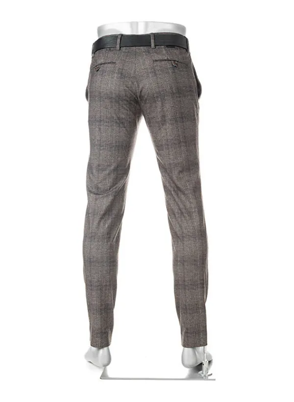 ALBERTO Hose Rob, Slim Fit, Jersey, braun-dunkelgrau kariert^ Dressy|Hosen