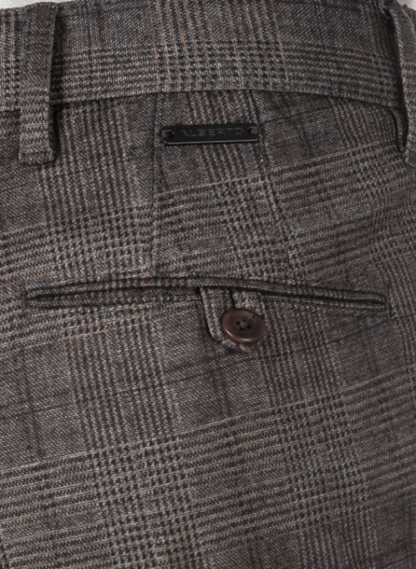 ALBERTO Hose Rob, Slim Fit, Jersey, braun-dunkelgrau kariert^ Dressy|Hosen