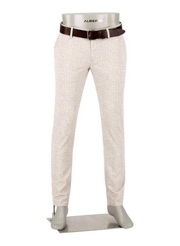 ALBERTO Hose Rob, Slim Fit, Jersey, taupe kariert^ Hosen