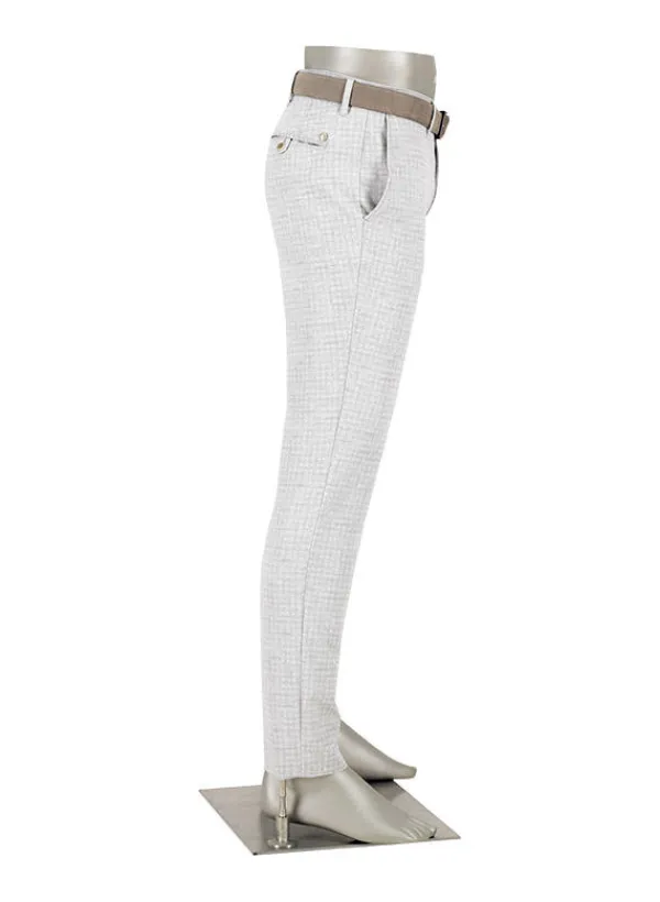 ALBERTO Hose Rob, Slim Fit, Jersey, hellgrau kariert^ Hosen