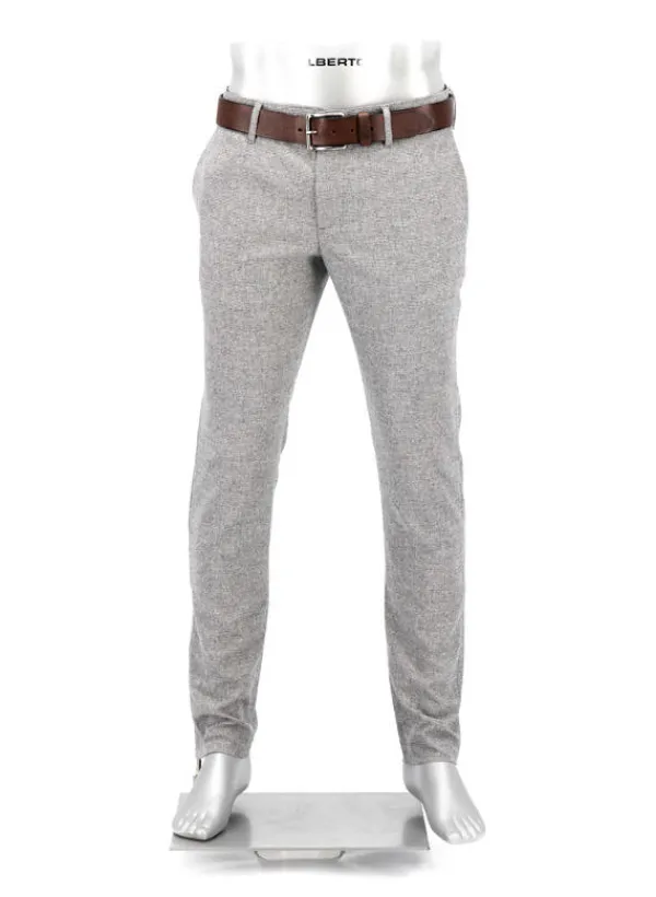 ALBERTO Hose, Slim Fit, Wolle waschbar, hellgrau meliert^ Hosen