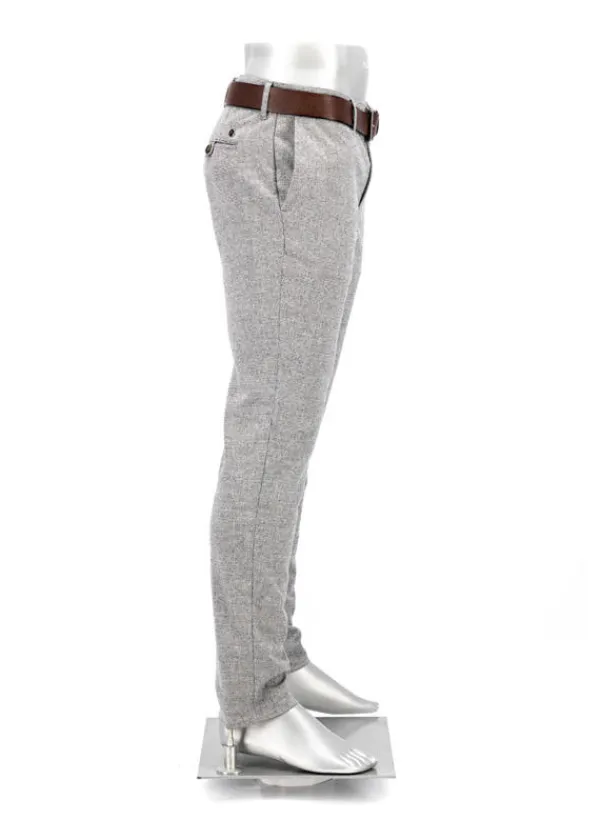 ALBERTO Hose, Slim Fit, Wolle waschbar, hellgrau meliert^ Hosen