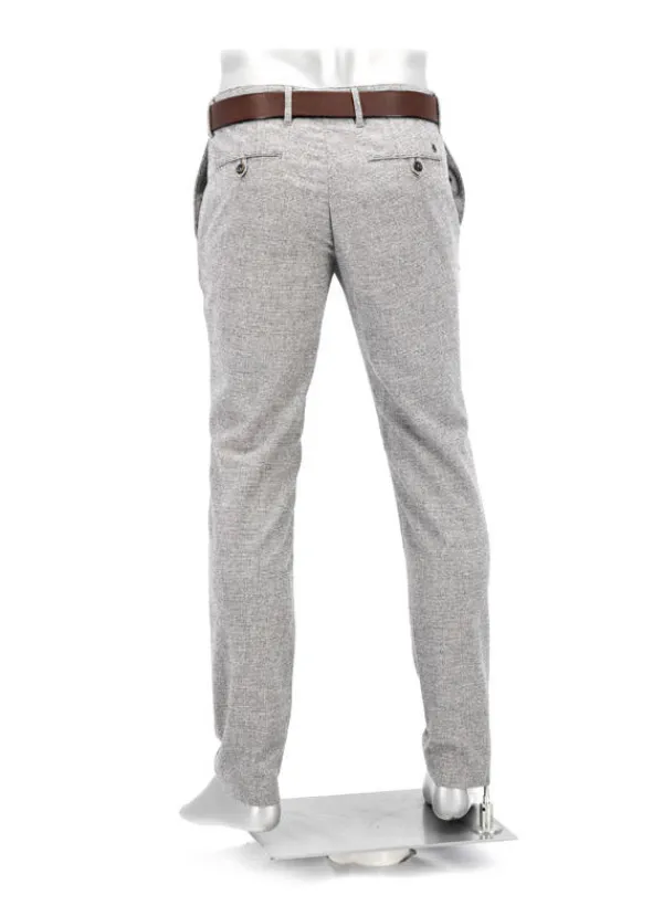 ALBERTO Hose, Slim Fit, Wolle waschbar, hellgrau meliert^ Hosen