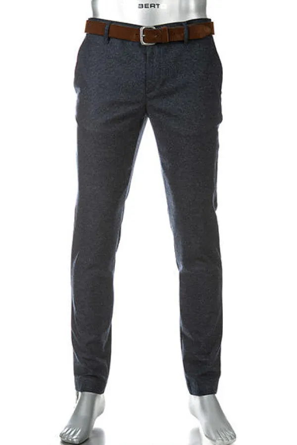ALBERTO Hose, Slim Fit, Wolle waschbar, navy meliert^ Dressy|Hosen
