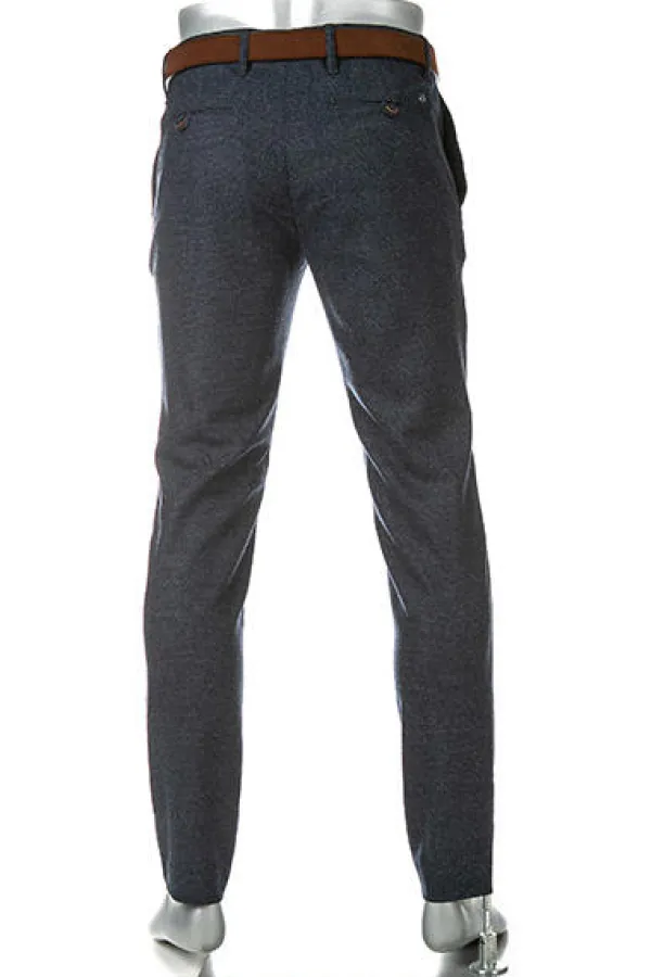 ALBERTO Hose, Slim Fit, Wolle waschbar, navy meliert^ Dressy|Hosen