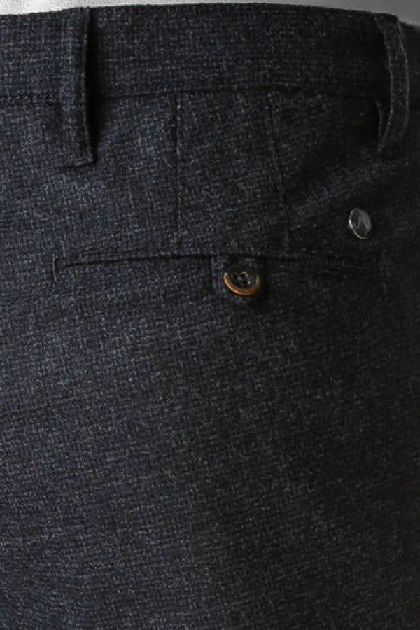 ALBERTO Hose, Slim Fit, Wolle waschbar, navy meliert^ Dressy|Hosen