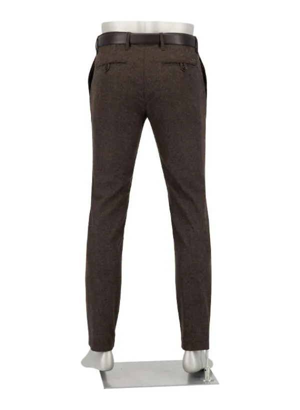 ALBERTO Hose, Slim Fit, Wolle waschbar, dunkelbraun meliert^ Hosen