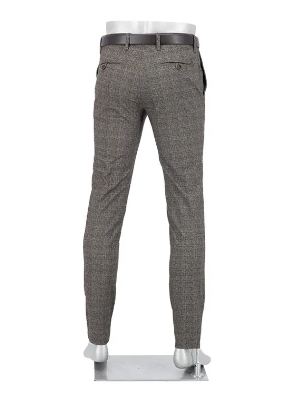 ALBERTO Jersey Check, Rob, Slim Fit, Mikrofaser-Mix, graubraun kariert^ Hosen