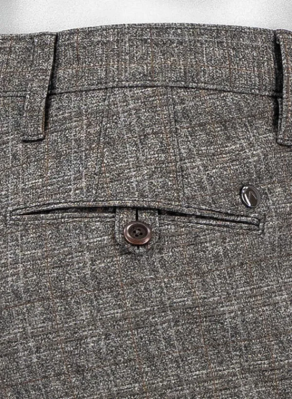 ALBERTO Jersey Check, Rob, Slim Fit, Mikrofaser-Mix, graubraun kariert^ Hosen